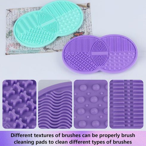 2 Pcs Silicone Make Up Brush Cleaning Mat, Makeup Brush Cleaner Mats, Portable Washing Tool with Suction Cup for Makeup Cosmetic Brushes...