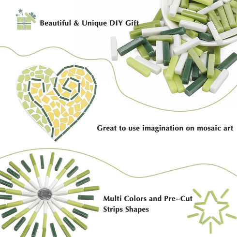 Mosaic Tiles for Crafts Bulk,200g Mixed Colors Mosaic Glass Pieces,Strips Shapes Glass Tiles for DIY Crafts Art,Mosaic Supplies and Mosaic Project...