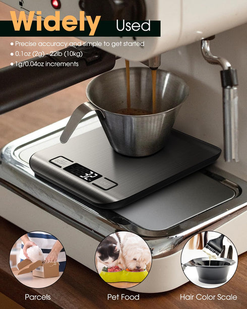 Food Scale, 22lb Digital Kitchen Scale Weight Grams and Ounces for Baking Cooking Coffee Package Postage, 6 Units with Tare Function, LCD Display,...