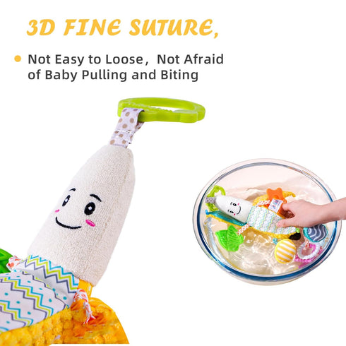 Jollybaby Stroller Rattle Toys for Car Seat Parm, Fruit Plush Hanging Infant Crib Bed Travel Activity Ring Bell with Crinkle, Squeaky & Teether fo...