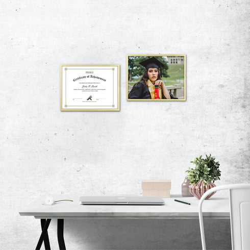 Golden State Art, 8.5x11 Picture Frame Certificate Document Frames with High Definition Real Glass, Wall & Tabletop Degree Frame for 8.5 x 11 Dipl...