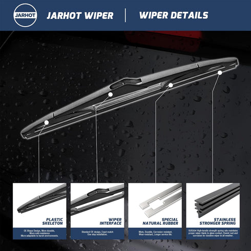 12"(12-M) Rear Wiper Blade Replacement for for Ford Focus Fiesta 2018 2017 2016 2015 2014 2013 2012 Saab 9-3 2011-2006 9-5 2009-2006 Saturn Astra ...