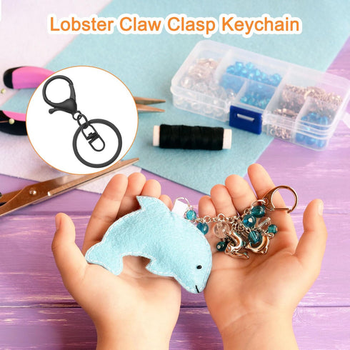 uxcell Lobster Claw Clasps Keychain, 30 Pcs Lobster Claw Clasp Hook with Swivel Trigger Clip and Flat Split Keychain Ring for DIY Craft Key Chain ...