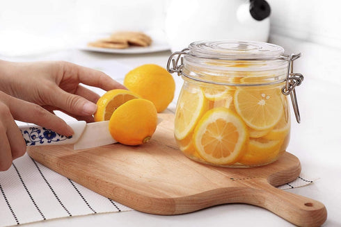 ComSaf Airtight Glass Canister Set of 3 with Lids 34oz Food Storage Jar Square - Storage Container with Clear Preserving Seal Wire Clip Fastening ...