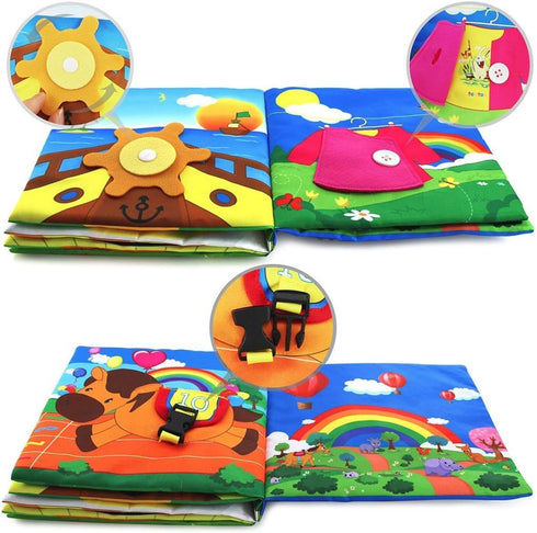 Infant Soft Book, Baby Books 6 to 12 Months, Cute Montessori Educational Newborn Baby Toys 0-3 Months, Nontoxic Fabric Touch & Feel Crinkle Cloth ...
