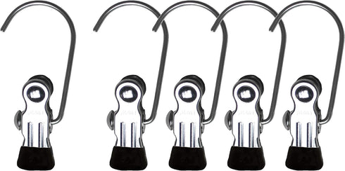 Mawa by Reston Lloyd Accessory Portable Non-Slip Semi Round Single Hook Hanging Clothes Pins/Clips for Laundry or Travel, Style K/1, Set of 5, Bla...