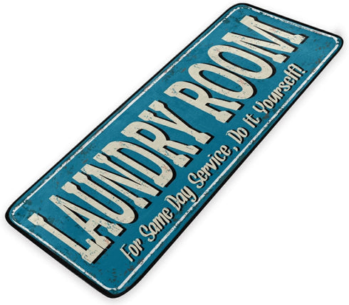 KLL Laundry Room Blue Background Kitchen Floor Mats Non-Slip Modern Polyester Indoor Outdoor Aqua Area Rugs Living Room Bath Doormat Home Decor Ru...