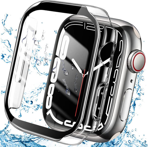YMHML Waterproof Case Compatible for Apple Watch Series 8/7 45mm with Tempered Glass Screen Protector, Hard PC Full Touch Sensitive Protective Cov...