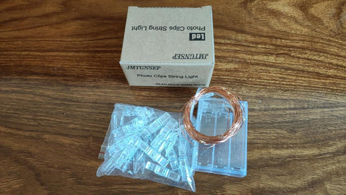 JMTGNSEP 50LED 20 Photo Clips String Fairy Lights Battery Powered Decoration for Living Bedroom Indoor Christmas Party Wedding for Photo Picture H...