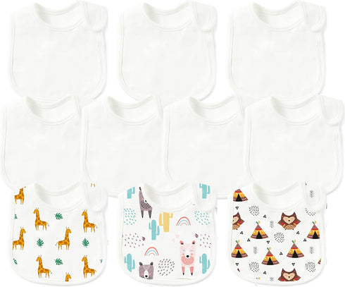 10Pcs Sublimation Baby Bibs White Cotton Waterproof Infant Bib Blank DIY Creative Food Bib Adjustable Hook Loop Closure Newborn Babies Bib Keepsak...
