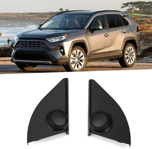 Qiilu Front Door Pillar Tweeter Cover, 2pcs Car Tweeter Speaker Cover Trim Black Modification Replacement for RAV4 2014?2019...
