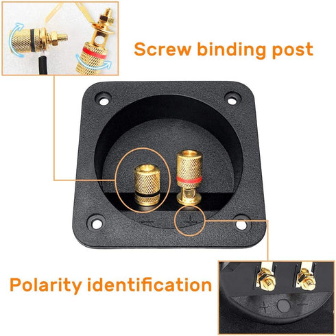 Kalevel 2pcs Speaker Box Terminal Cup Square with 2 Pair Banana Plugs Screw Type Binding Post Subwoofer Box Terminal Cup 3.2in Banana Plugs 4mm fo...