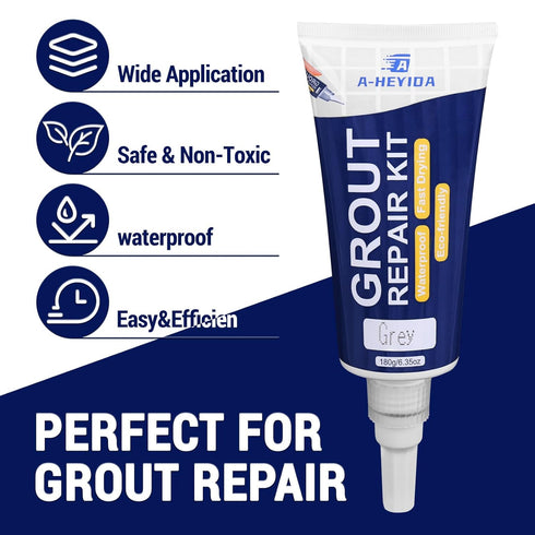 Grout Repair Kit - 180g Tile Grout Paint Filler Tube & Caulk Tool, Grout Filler for Bathroom, Kitchen Porcelain Floors, Repair, Renew & Fill Tile ...