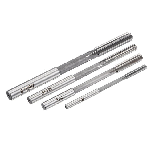uxcell 1/8" 3/16" 1/4" 5/16" Chucking Reamer H7 Accuracy High Speed Steel Lathe Machine Reamer 6 Straight Flutes Round Shank Milling Cutter Tool R...