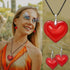 RechicGu Big Chunky Puffy Heart Pendant Choker Necklace Earrings Jewelry Set, Black String Chain,Stainless Steel Hook,Y2K Grunge Gothic Necklace,E...