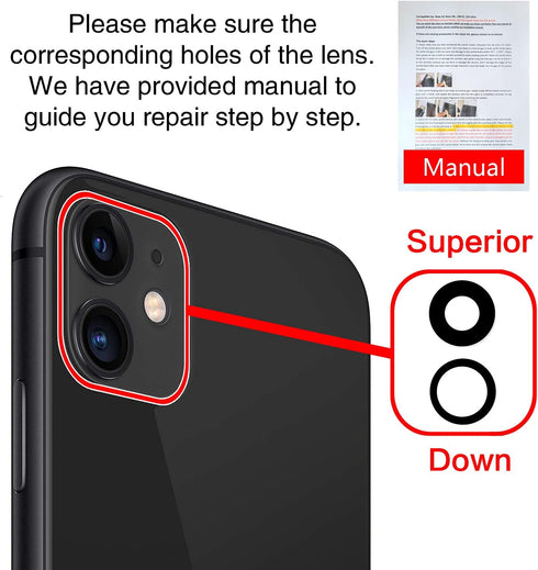 2PCS ASDAWN Back Camera Lens Glass Replacement for iPhone 11 6.1 Inches with Pre-Installed Adhesive, Rear Camera Lens Glass Replacement with Insta...