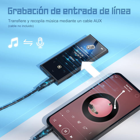 32GB MP3 Player with Bluetooth 5.0, Portable Lossless Sound Music Player for Kids with FM Radio, Speaker, Voice Recorder, Touch Buttons, Supports ...