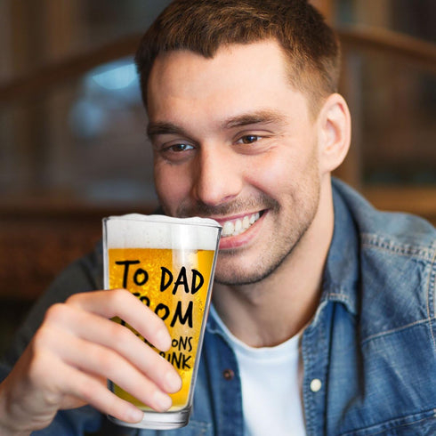 To Dad From the Reasons You Drink Funny Dad Beer Glass -16 oz USA MADE Glass - Best Dad Ever- New Dad Beer Glass Valentine's Day Gift- Affordable ...