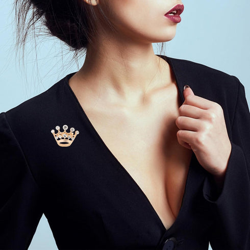 12pcs Tiara Crown Brooch Pin Wedding Party Pageant Brooch (Gold)...