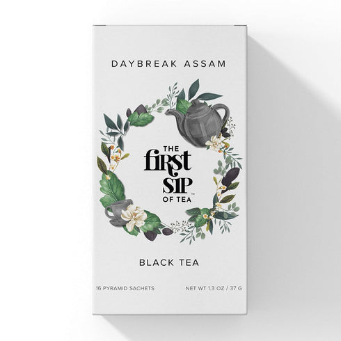Daybreak Assam Black Tea, Pyramid Tea Bag Sachets, High Caffeine, Strong Morning Tea, Pure Unblended, Hot & Iced Tea - 16 Cups | The Spice Hut, Fi...