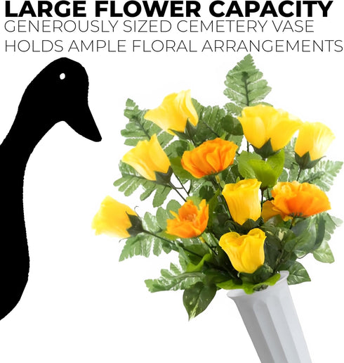 2 Pack Plastic Cemetery Vase with Ground Spike – 9.75" x 3" Outdoor Grave Flower Holder – Granite Memorial Floral Container...