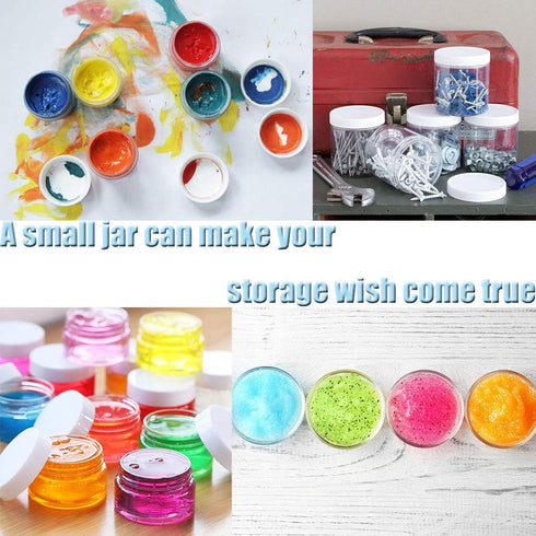 20 PCS 2oz Plastic Empty Jars with Lids(White),Wide-Mouth Refillable Storage Containers for Cosmetics,Empty Storage Container for Candy,Beads,Slim...
