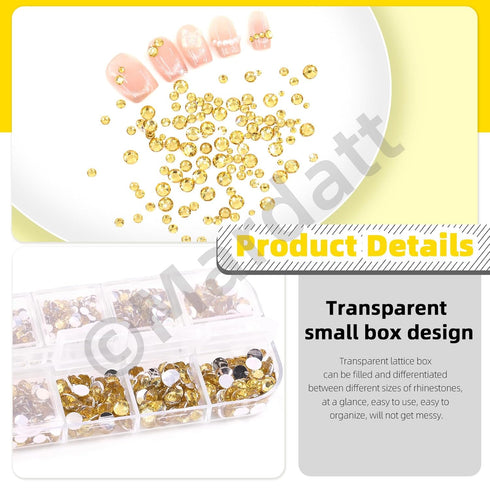 Mardatt 2606Pcs B7000 Jewelry Adhesive Glue with Golden Yellow Rhinestones, 2mm 3mm 4mm 5mm Flat Back Gems Rhinestones with Tweezers Dotting Tools...