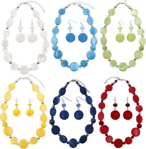 Jules D.Chunky Beads Necklace Colorful Shell Necklace Fashion Statement Necklace Set for Women Gifts...