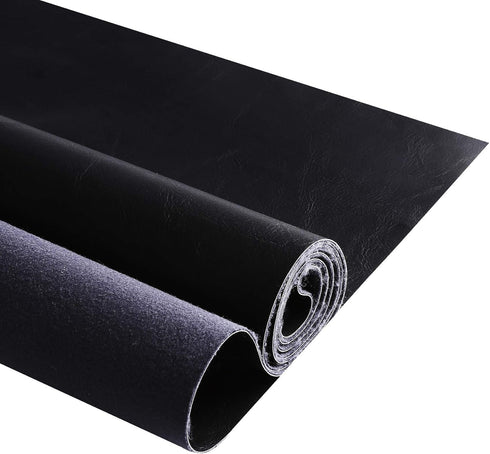Premium Faux Leather Upholstery Fabric 1.2mm Thickness?Waterproof Upholstery Leather Distressed Bark Fabric(Black,Pre-Cut 18"x54")...