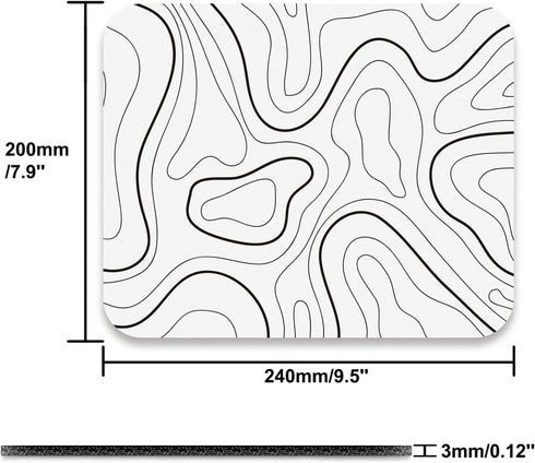 Audimi Topographic Contour Mouse Pad, Minimalist Topographic Map Mouse Pad for Laptop Wireless Mouse Home Office Travel, Home Office Work 9.5x7.9 ...