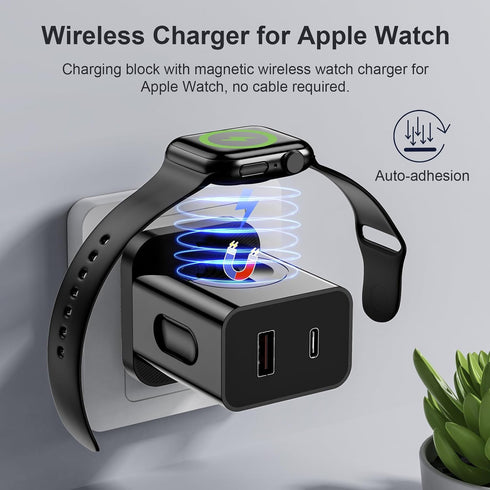 20W for Apple Watch Charger, PD 3-in-1 Portable Fast Charger with Magnetic Wireless Charging, Dual Ports USB C Wall Charger Block Compatible with ...