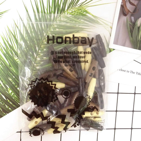 Honbay 40PCS 2 Holes Olive Shape Sewing Wood Toggle Buttons for Clothes...