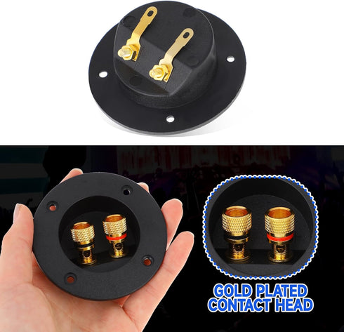 2 Pcs Speaker Sub Box Terminals Cup for Subwoofer Box Black 3 Inch Round 2-Way Spring Loaded Jacks Wire Connector Binding Post Cup Connector Subwo...