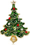 Christmas Tree Brooch Classic Crystal Pin Women Green gold-tone...