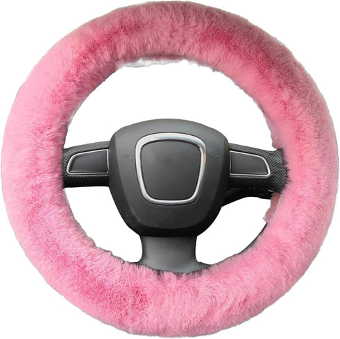 Fluffy Steering Wheel Cover for Women, YUNXNYC Winter Fashion Wool Fur Soft Furry Steering Wheel Covers Fuzzy Warm Plush Non-Slip Car Decoration U...