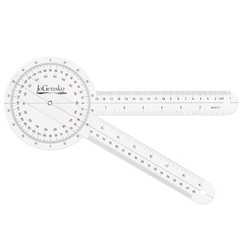 12 Inch Goniometer for Orthopaedic Use, 360 Degree Large Size Plastic Goniometer?Physical Therapy Angle Protractor Ruler for Knee Joints, Elbow, S...