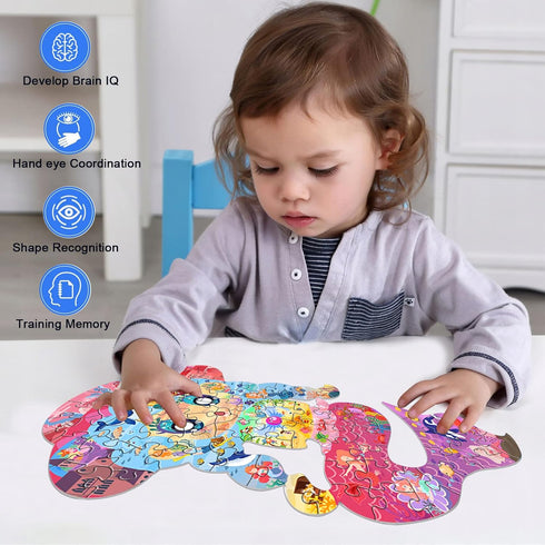 Puzzles for Kids Ages 4-6,4-8,8-10, 70 Piece Mermaid Shaped Kids Puzzles Jigsaw Puzzles Birthday Party Favors Gift for Kid Girls Age 4 6 7 8 Learn...
