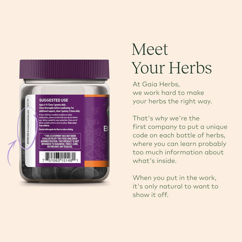 Gaia Herbs GaiaKids Black Elderberry Daily Gummies for Kids - Delicious Immune Support Supplement - Certified Organic Black Elderberries for Immun...