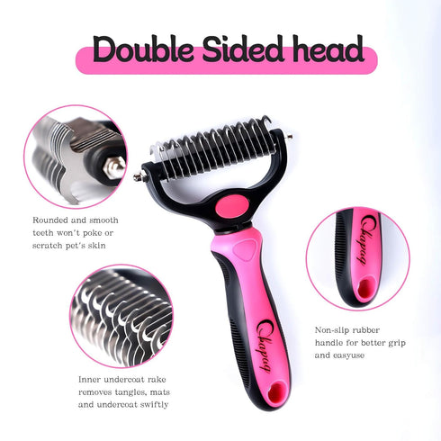 Pet Grooming Brush and Metal Comb Double Sided Long Hair Pet Undercoat Cleaner Brush for Dogs and Cats Removes mats and lint Effectively removes c...
