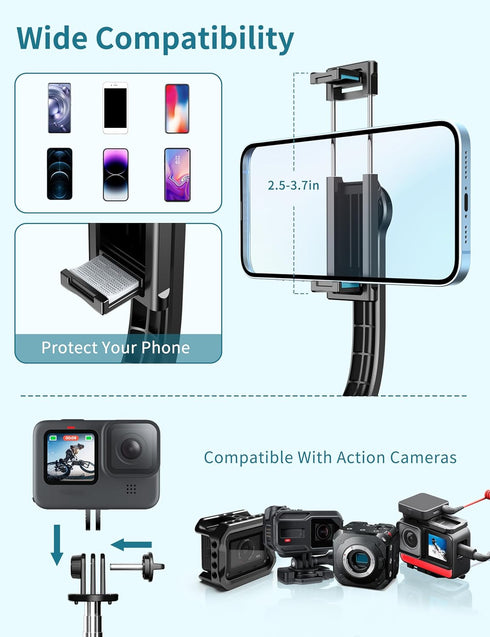 Selfie Stick, 41'' Extendable Phone Tripod Stand with Phone Holder & Detachable Remote, 360° Rotation Selfie Stick Tripod for Cell Phone Compatibl...