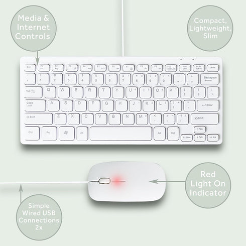 Wired Keyboard and Mouse Combo Slim & Quiet, USB Connection, Compact Keyboard, US English, White...
