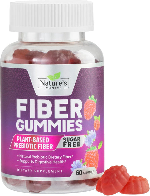 Sugar Free Fiber Gummies for Adults, Daily Prebiotic Fiber Supplement & Digestive Health Support - Supports Regularity & Digestive Health, Nature'...