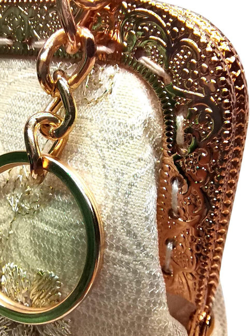 Vintage Kiss Lock Coin Purse Keychain Buckle Wallet for Women(light yellow)...