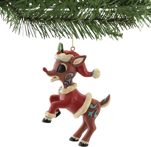Rudolph The Red-Nosed Reindeer in Santa Suit Ornament...