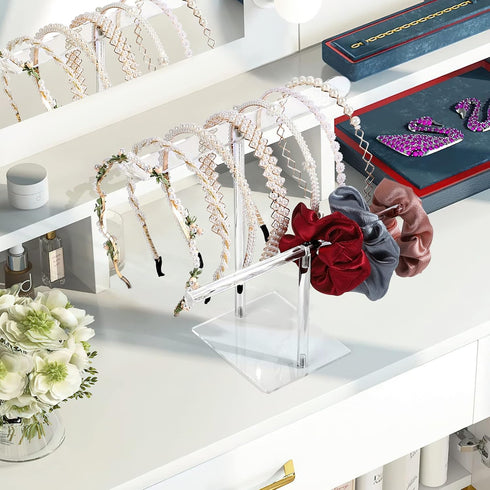 Headband Holder Scrunchie Holder Acrylic, Clear Hair Ties Holder Organizer, Headband Display Stand, Scrunchie Storage Organizer, Hair Accessories ...