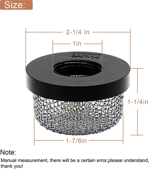 Stainless Steel Mesh Strainer 3/4"- 14 Aerator Screen Strainer Stainless Mesh Replace fpr Livewell Pump, MA-023 Screw on Strainer Industrial Plumb...