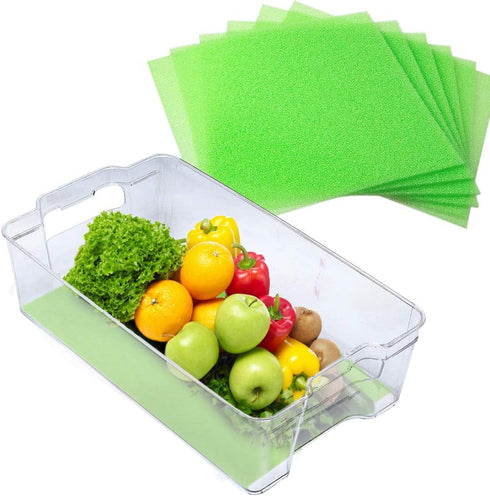 Dualplex Refrigerator Liners Washable | 6 Fridge Drawer Liners Mats | 13"x10.5" Shelf Liner Reusable | Sponge Keeps Produce Fresh Longer | Fruit &...