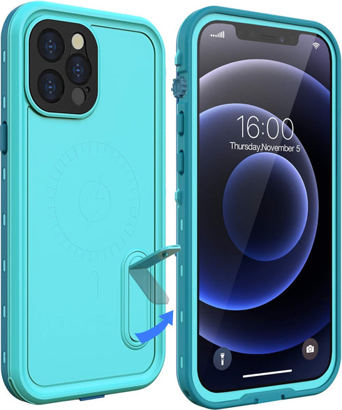 Diverbox Design for iPhone 12 Pro Max Waterproof Case with Kickstand, Durable Shockproof Phone Case Cover with Built in Screen Protector for iPhon...
