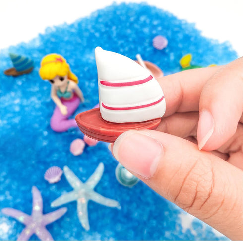 21 Pieces Miniature Garden Accessories, Blue Sand and Miniature Mermaid Dolphin Boat Steamship Figurines Decorations, Micro Beach Ocean Seaside Sc...