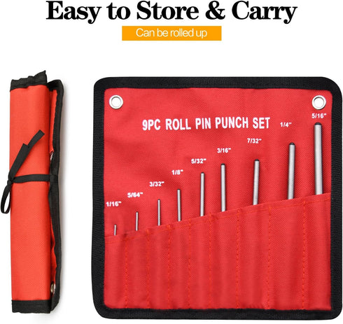 Pin Punch Set, 9pcs 1/16" - 5/16" Removing Repair Tools with Storage Pouch, Great for Automotive, Watch Repair, Jewelry and Craft(9pcs Pin Punch)...